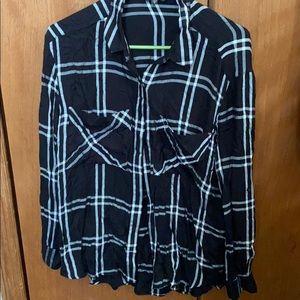 Black and white plaid button down